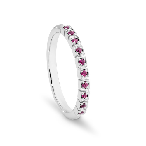 Platinum Engagement Band with Madagascar Ruby and Teal Australian Sapphire