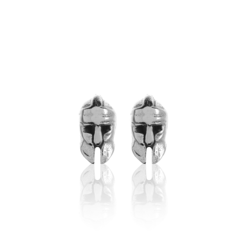 Silver Warrior Helm Stud Pair by Object Maker